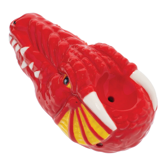 Wacky Bowlz - Ceramic Pipe - Fun Designs and Unique Shapes - 3.5" - Red Dragon