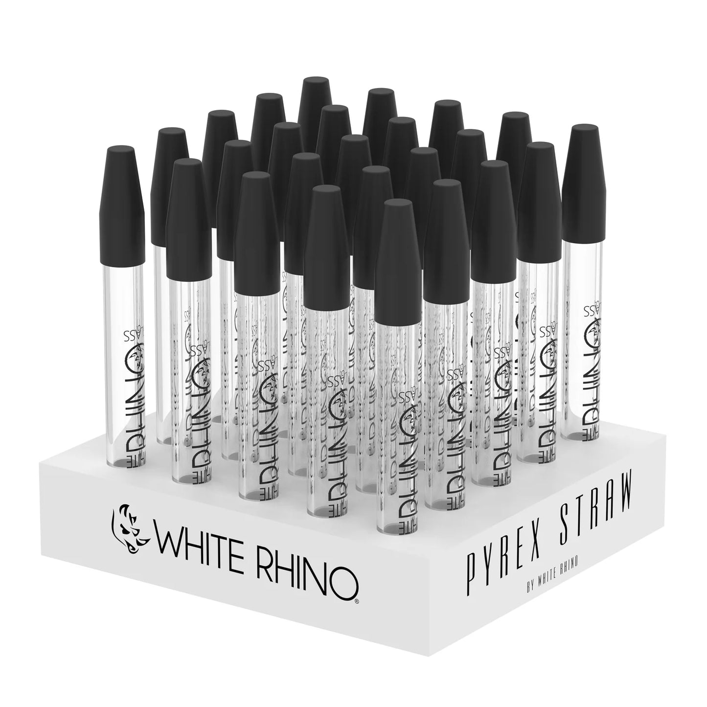 White Rhino - Pyrex Glass - Straw - 25ct Display