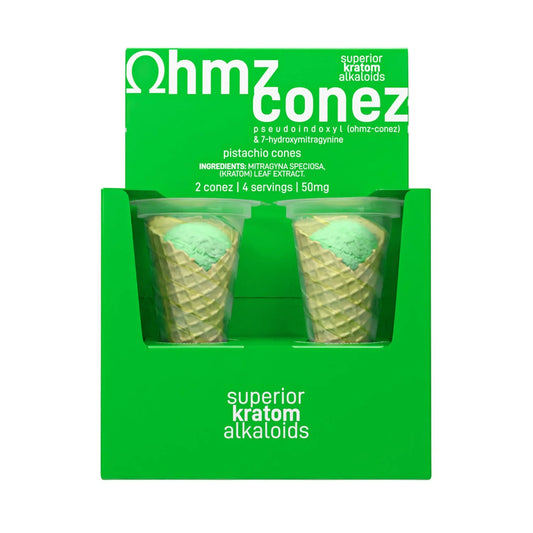 Ohmz Kratom - 7-OHCones - Green Pistachio - 50mg - 2pk - 8ct