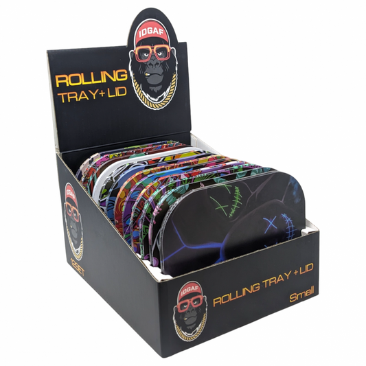 IDGAF Rolling Trays - Metal w/ Lid - Small B - 12ct