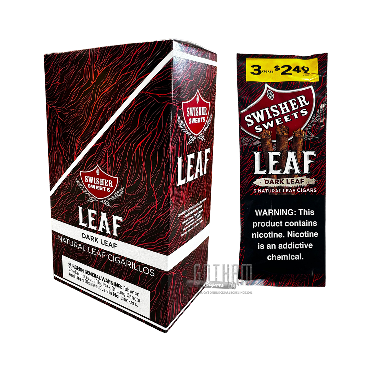 Swisher Sweets - Leaf Cigars - Dark Leaf (3/$2.49) - 3pk - 10ct