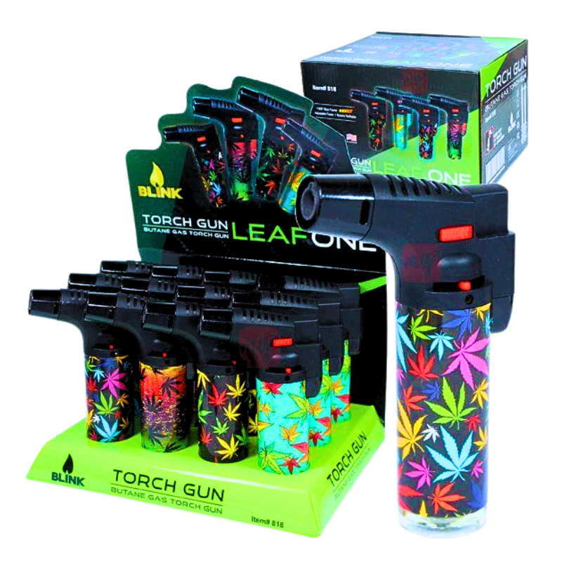 Blink Medium Butane Torch Lighters - Leaf #1 Theme - 12ct