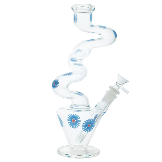 WP - 11.5" Daisy 3-Kink Electroplated Zong Water Pipe - Assorted