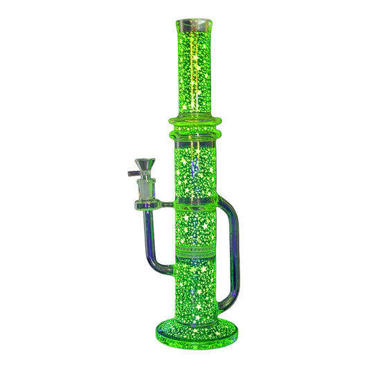 WP - 16" Glow in the Dark Milky Way Dual Perc Straight Tube - Assorted