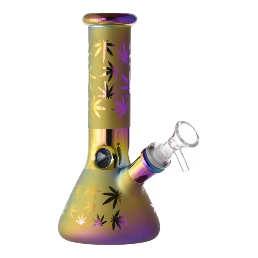 WP - 8" Leaf Glow Electroplated Beaker - Asst