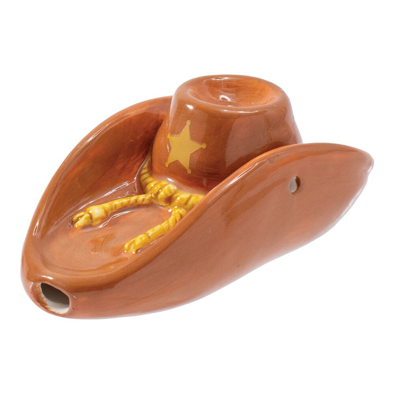Wacky Bowlz - Ceramic Pipe - Fun Designs and Unique Shapes - 3.5" - Cowboy Hat
