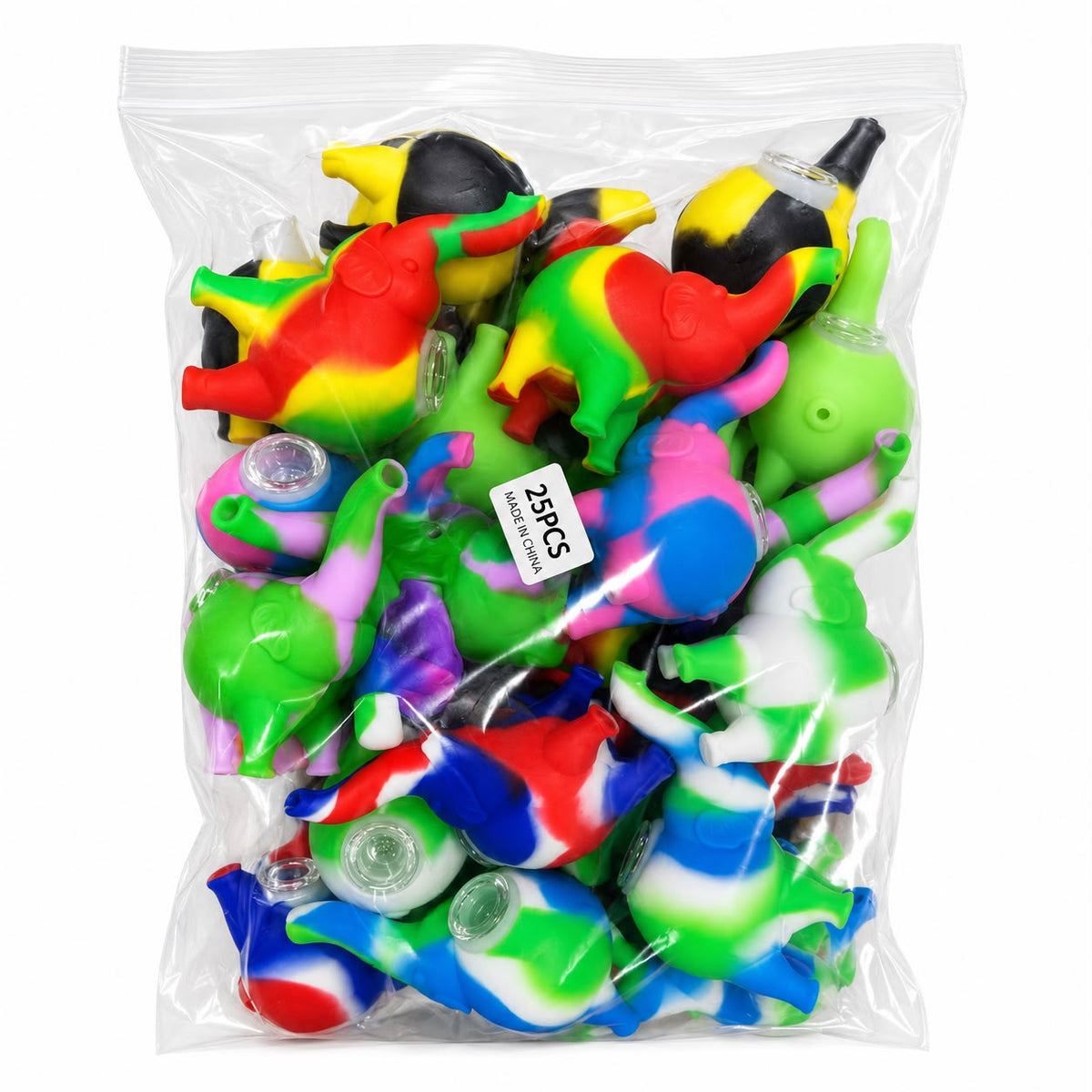 Bubbler - 25ct - 4" Silicone Elephant - Asst