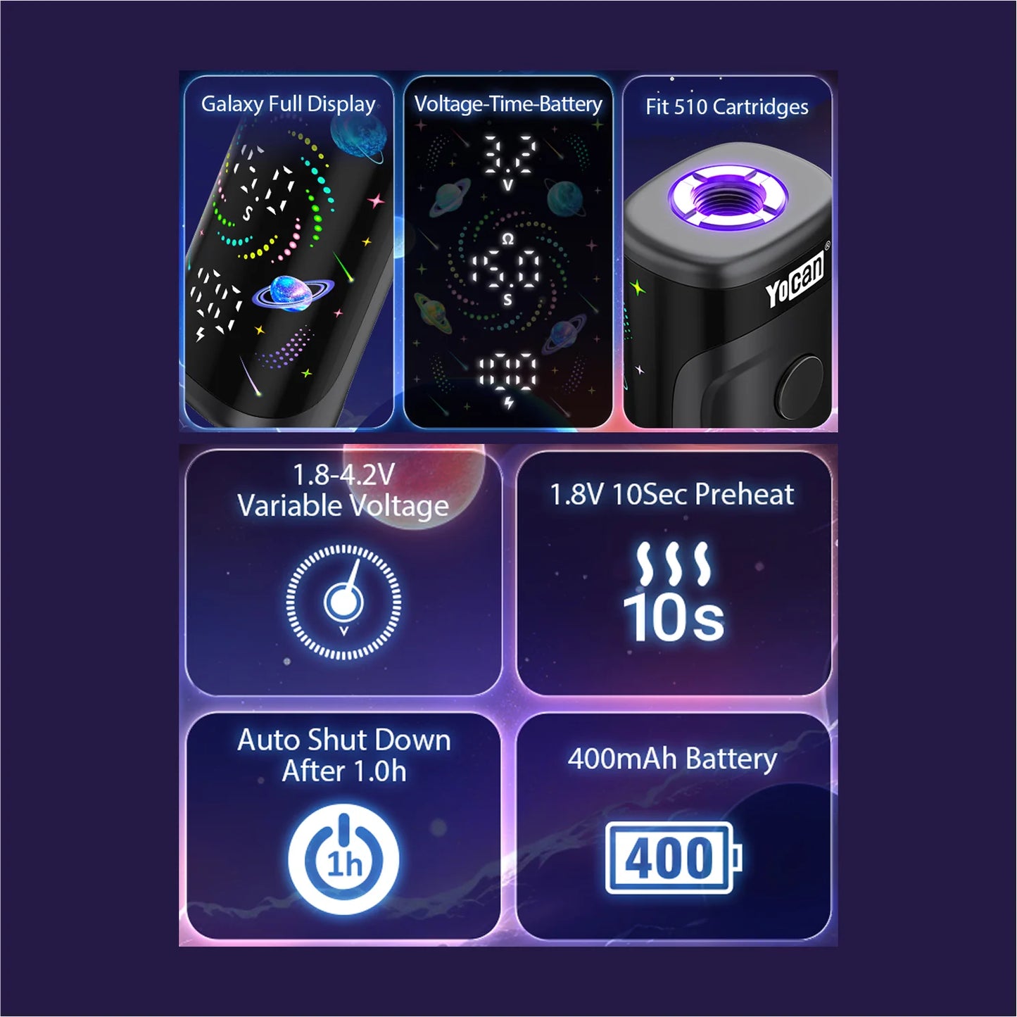 Yocan Kodo Star 510 Battery - Asst - 15ct