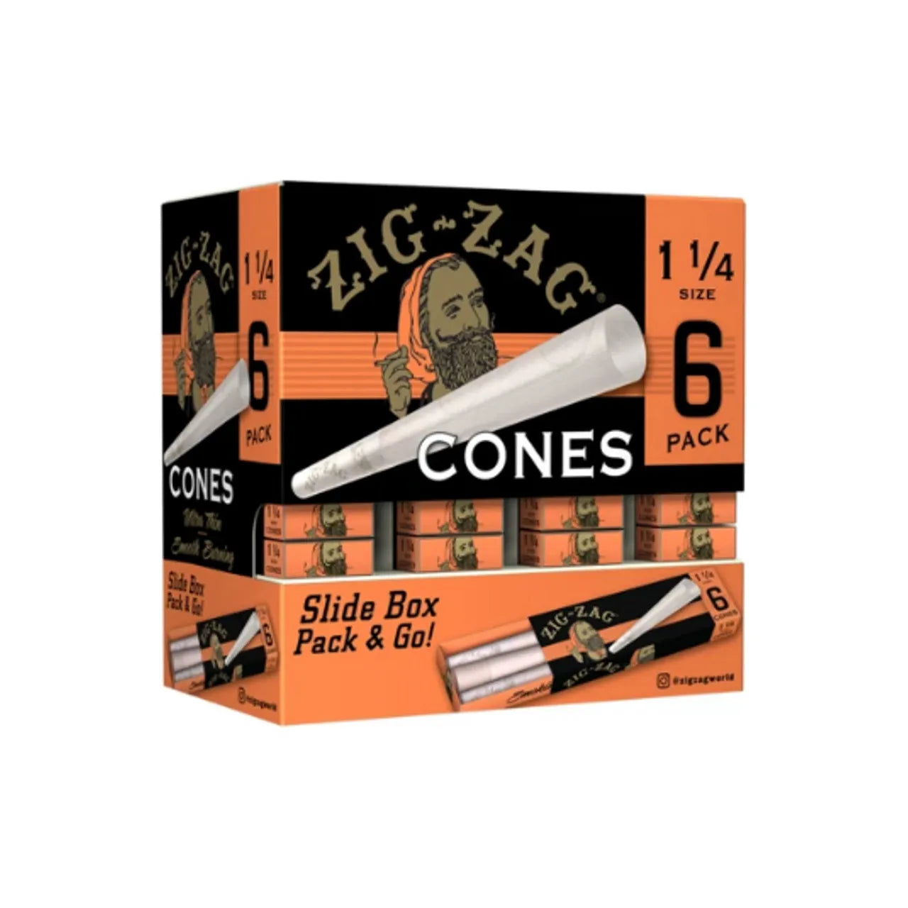 Zig Zag - Cones - Orange - Ultra Thin 1 1/4 - 6pk - 36ct