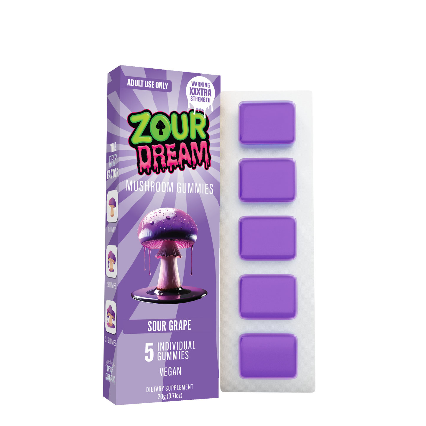 Zour Dream - 20mg Mushroom Gummies - 5pk - 10ct