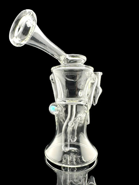 Iridescent Glass - Puffco Top - 8" Clear Gilcycler With Encased Opal