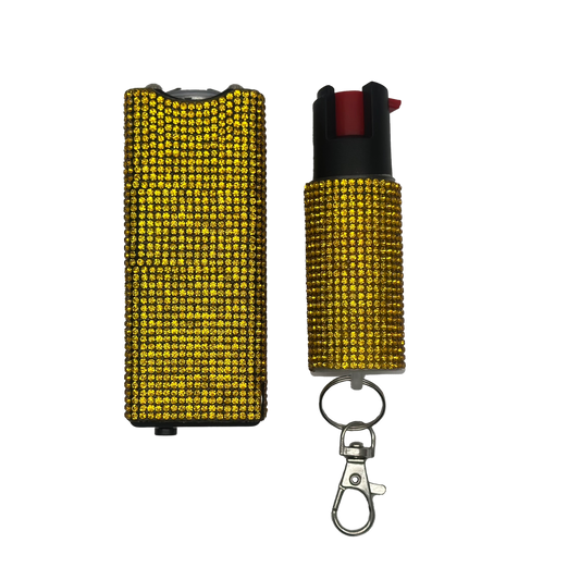 Stun Gun + Pepper Spray - Gold Bling - CH-19GD