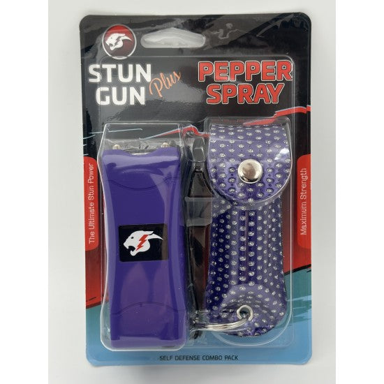 Stun Gun & Pepper Spray - Purple Bling