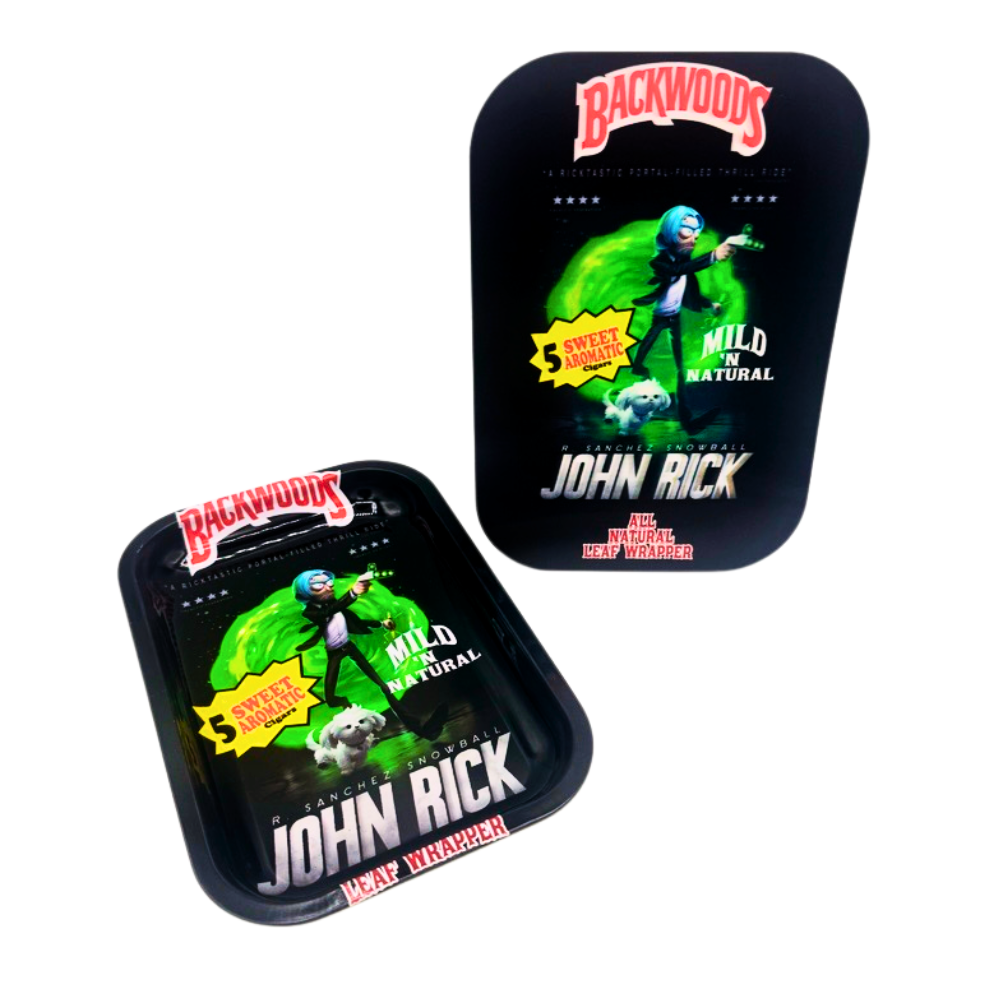 Backwoods - Medium (9"x6") - Metal Rolling Trays 3D Design w/ Magnetic Lid - Assorted Designs