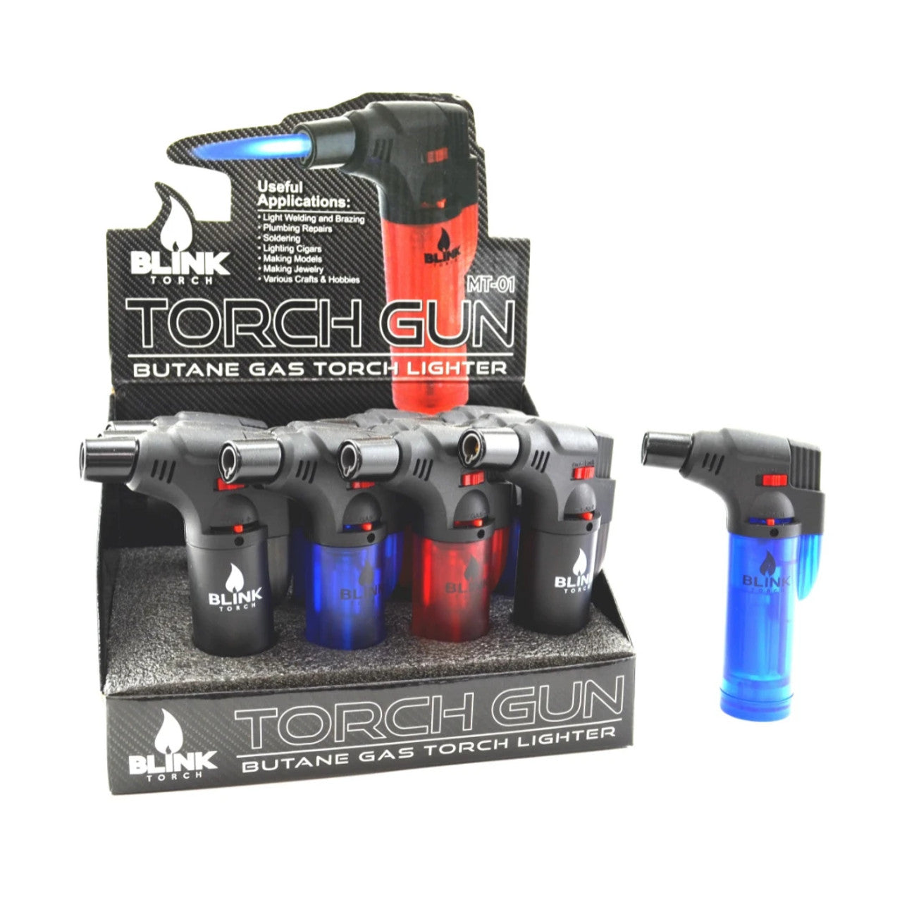 Blink Adjustable Butane Frosted Torch Lighters (MT01) - 12ct