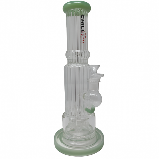 Chill Glass 13.5" 4 Shower Head Perc Water Pipe Assorted Colors