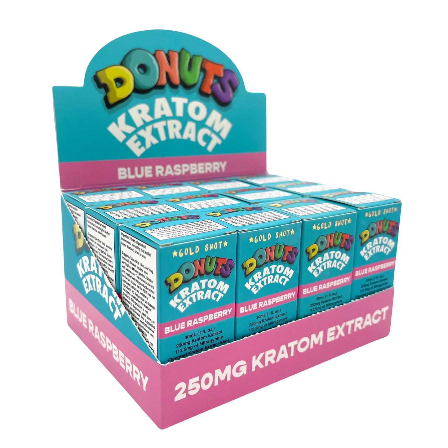 Donut Kratom - Shot - Blue Raspberry - 250mg - 12ct
