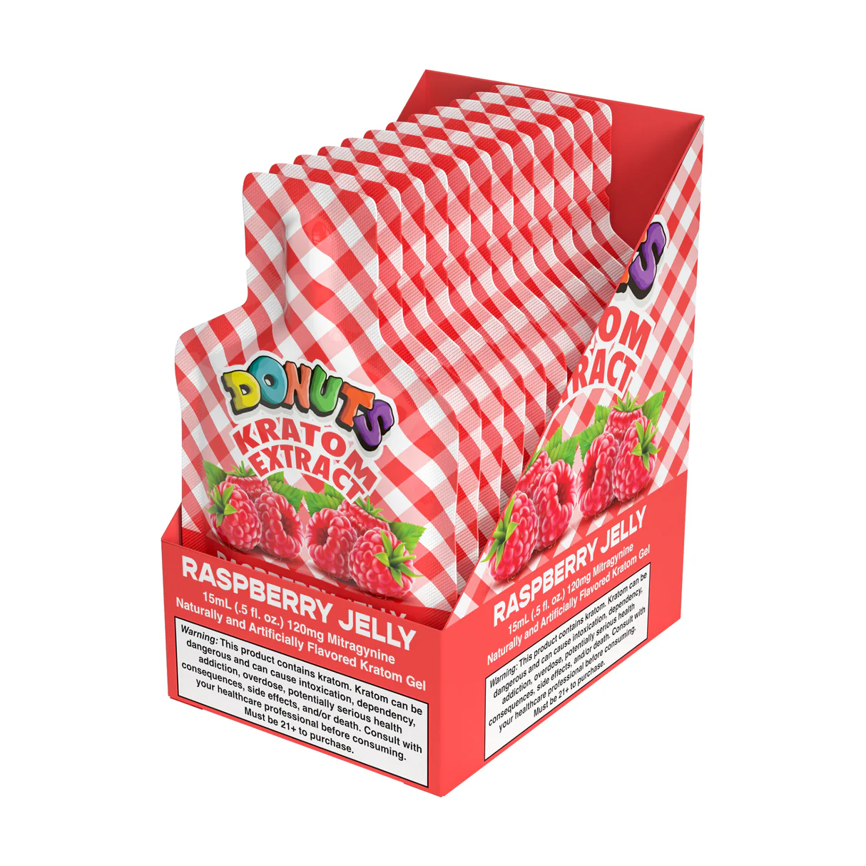 Donut Kratom - Gel Shot - Raspberry Jelly - 120mg - 12ct