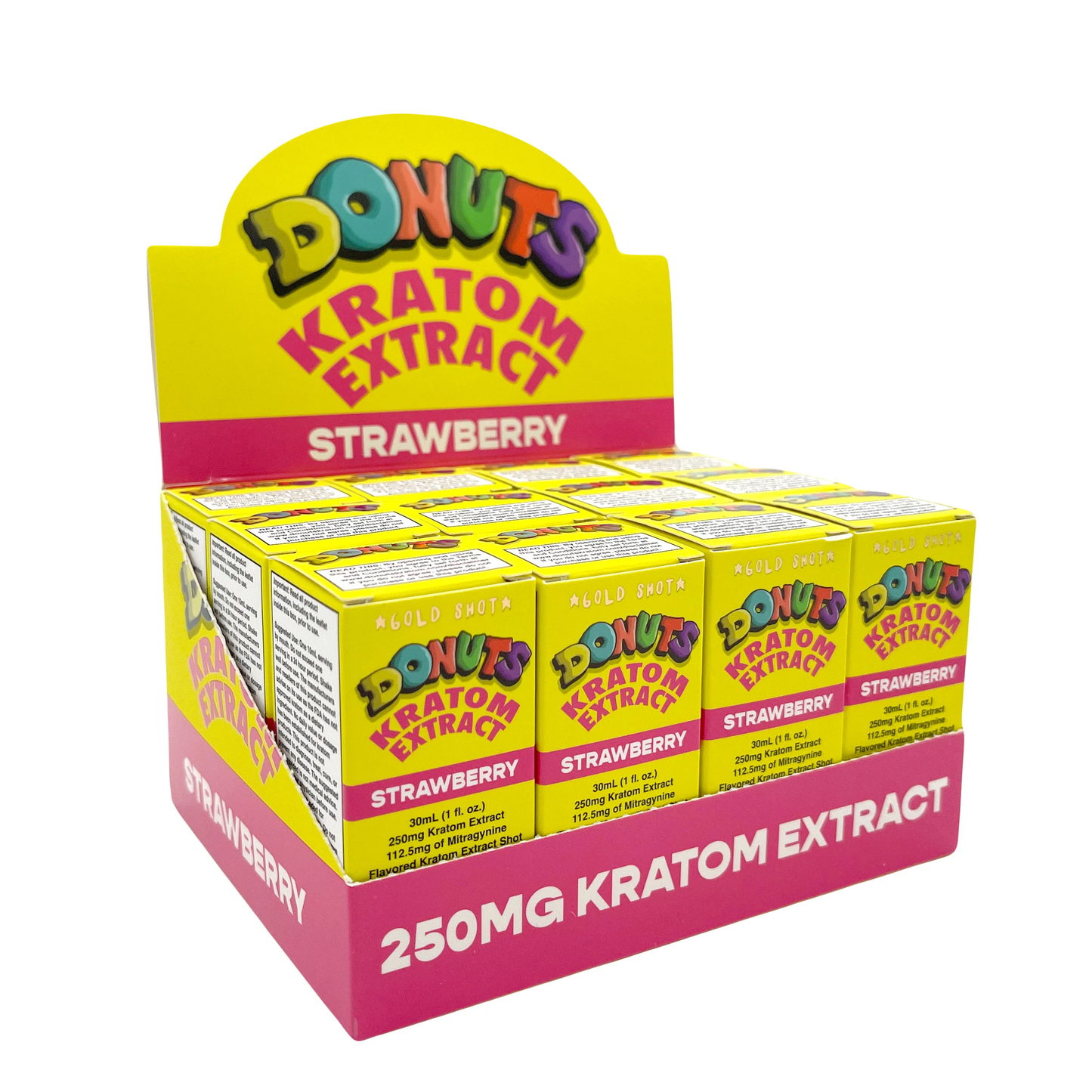 Donut Kratom - Shot - Strawberry - 250mg - 12ct