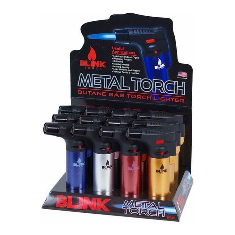 Blink Large Butane Torch Lighters - Metallic Colors - 12ct