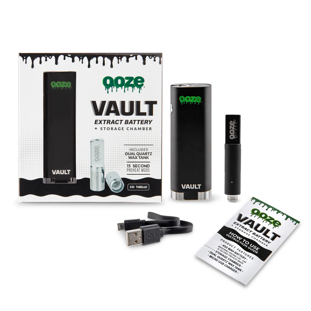 Ooze Vault Extract Battery with Storage Chamber - Panther Black