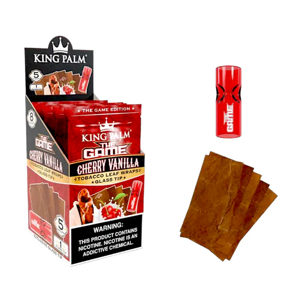 King Palm - Tobacco Leaf Wraps - The Game w/ Glass Tip - Cherry Vanilla 5pk - 8ct