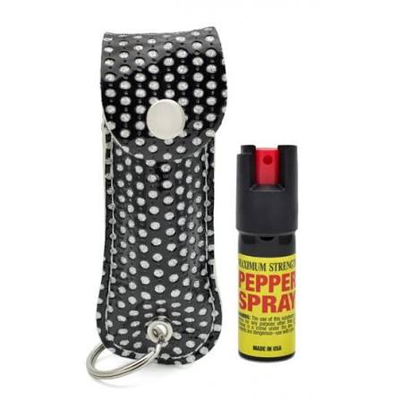 Pepper Spray Keychain - 1/2oz - Black Bling