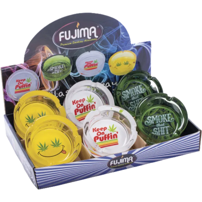 Fujima - Ashtray - Glass Round Girl Leaf 3.5" - 6ct