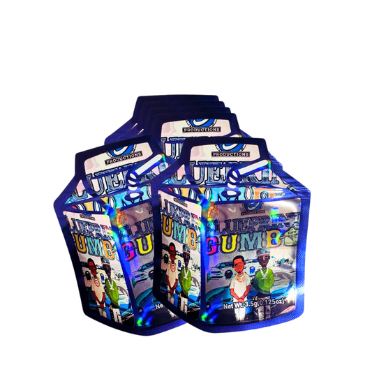 Mylar Bag - 3.5g - 50ct - Dye Cut Blue Gumbo