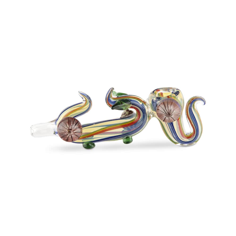 Custom Glass Hand Pipe - 6" - Rasta Hammer*