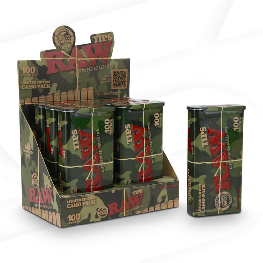 Raw - Tips - Pre-Rolled Camo Tin - 100pk - 6ct