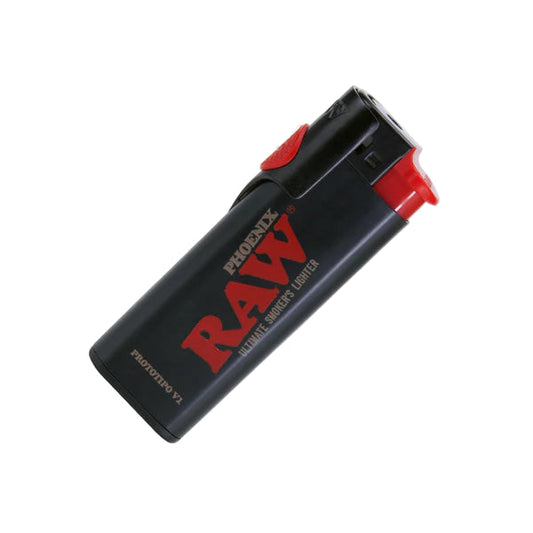 Raw Phoenix Lighters w/ Wind Blocker & Toker Poker - Black - 30ct