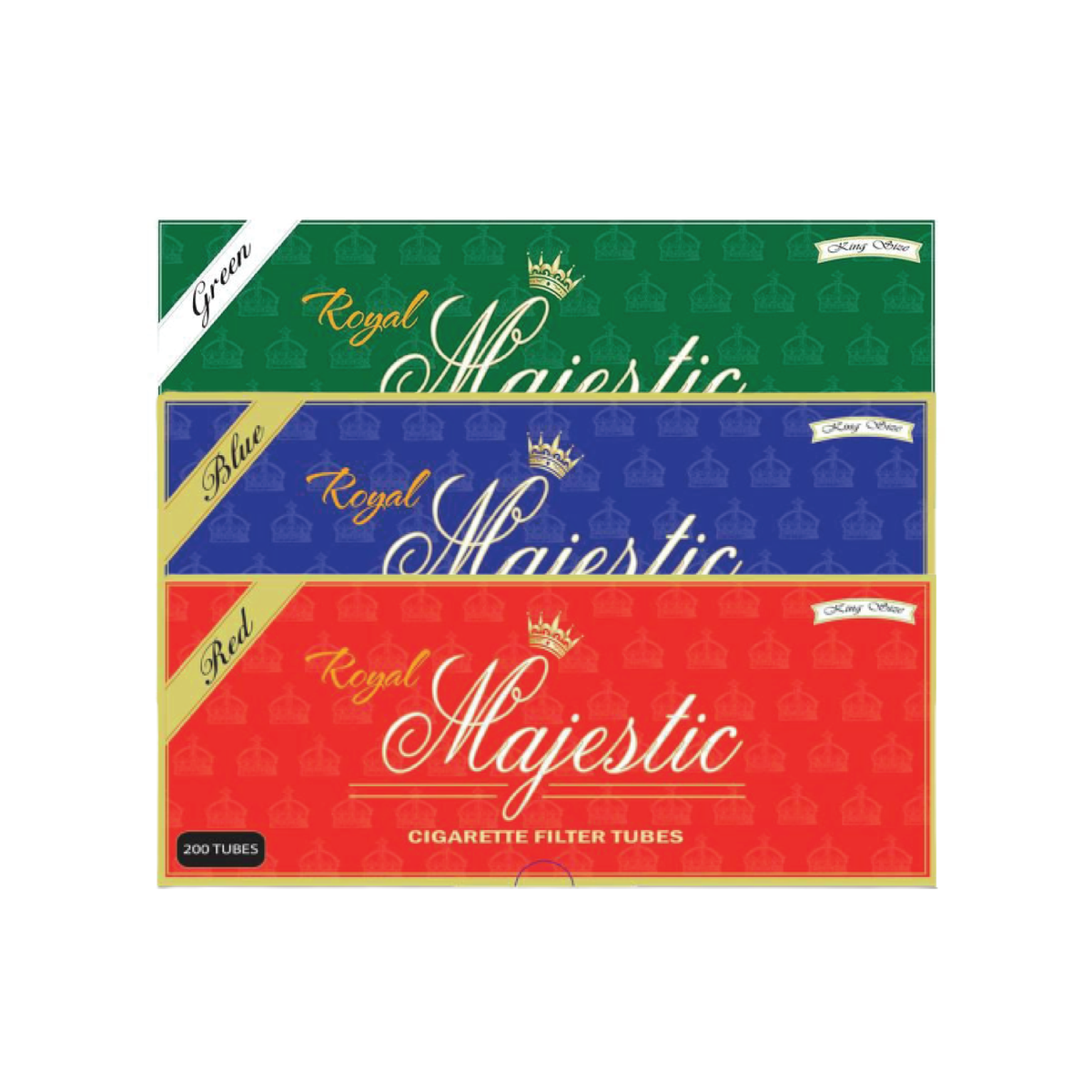 Royal Majestic Cig Tubes - King Size - Red - 200pk - 5ct