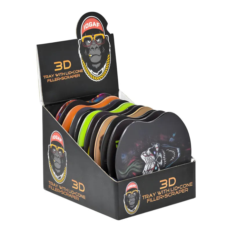 Metal Rolling Trays - 12ct - W/ Magnetic Lid + Cone Fill + Scraper