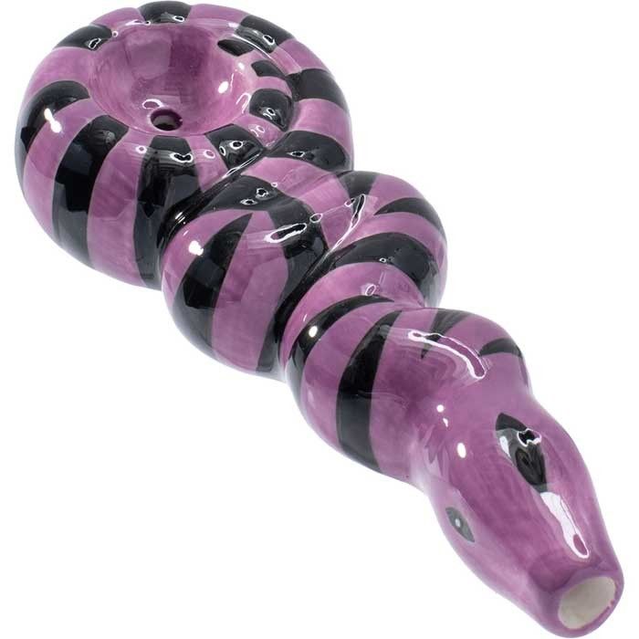 Wacky Bowlz - Ceramic Pipe - Fun Designs and Unique Shapes - 3.5" - Purple Snake