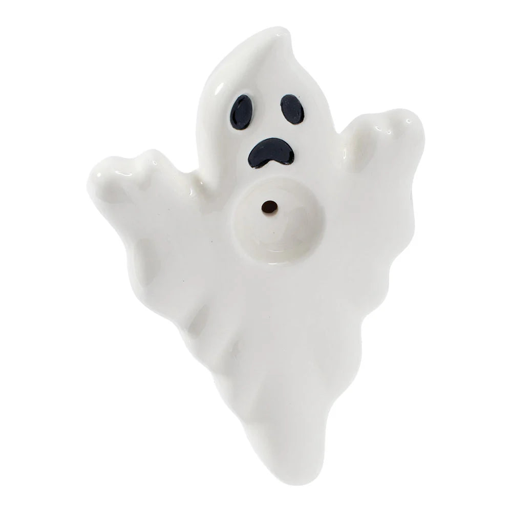 Wacky Bowlz - Ceramic Pipe - Fun Designs and Unique Shapes - 3.5" - Ghost