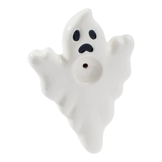 Wacky Bowlz - Ceramic Pipe - Fun Designs and Unique Shapes - 3.5" - Ghost