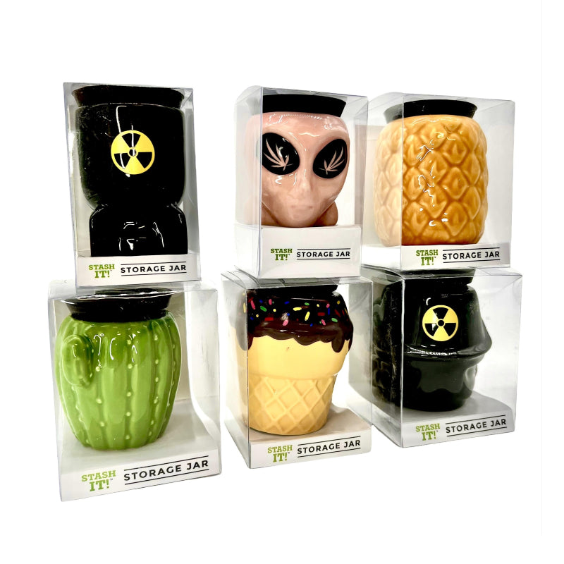 12CT 3OZ ASST SMALL SHAPED
STASH JARS