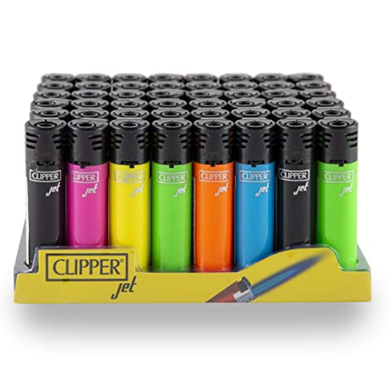 Clipper Lighter Jet Flame Shiny Assorted Colors - 48ct