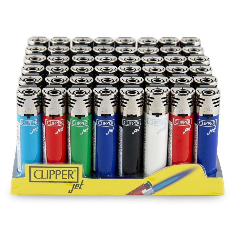 Clipper Lighter Jet Flame Solid Assorted Colors - 48ct