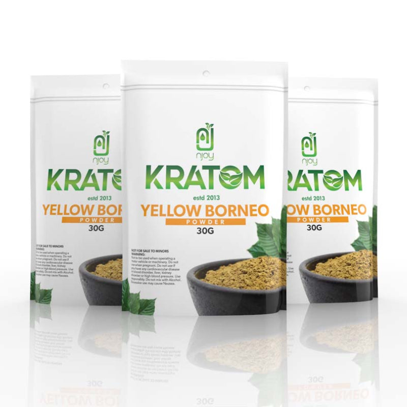 NJOY KRATOM 30GM POWDER BAG - VIETNAM, WHITE MAENG DA, YELLOW BORNEO Blend