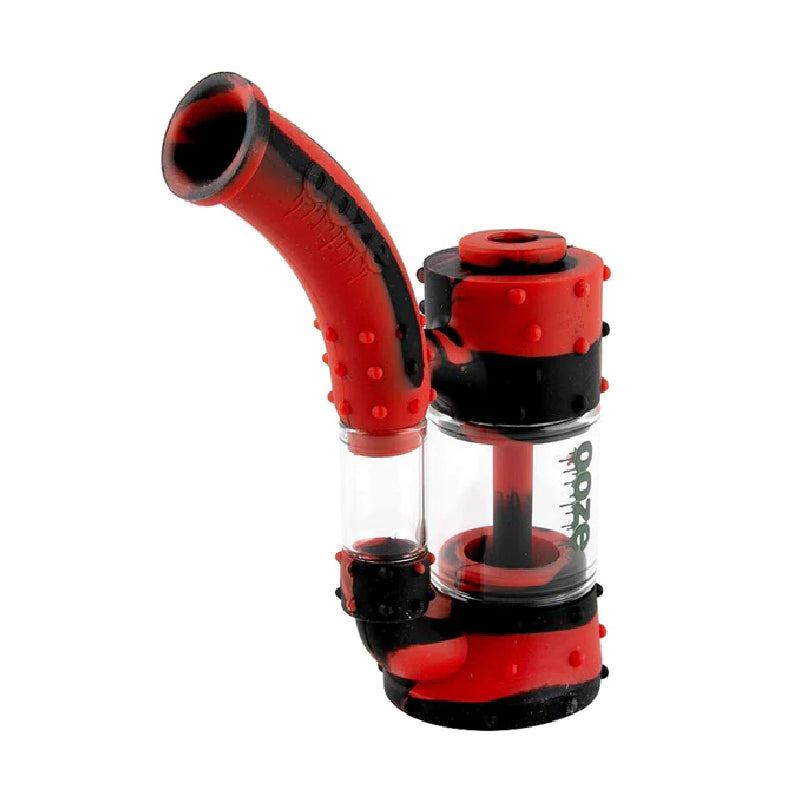 Ooze Silicone Water Pipe - 9" - Black / Grey / Red