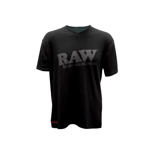 RAW V-Neck T-Shirt W/ Black Raw Logo - Black