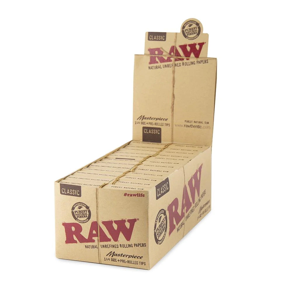 Raw Masterpiece Classic 1 1/4 + Prerolled Tips - 24ct