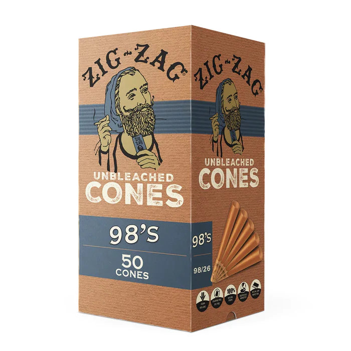Zig Zag - Cones - Unbleached 98's - 50ct