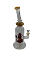 Lookah BIIGO Glass Bent Neck W/ Devil Face Eye Perc Water Pipe  - Yellow 12.5"