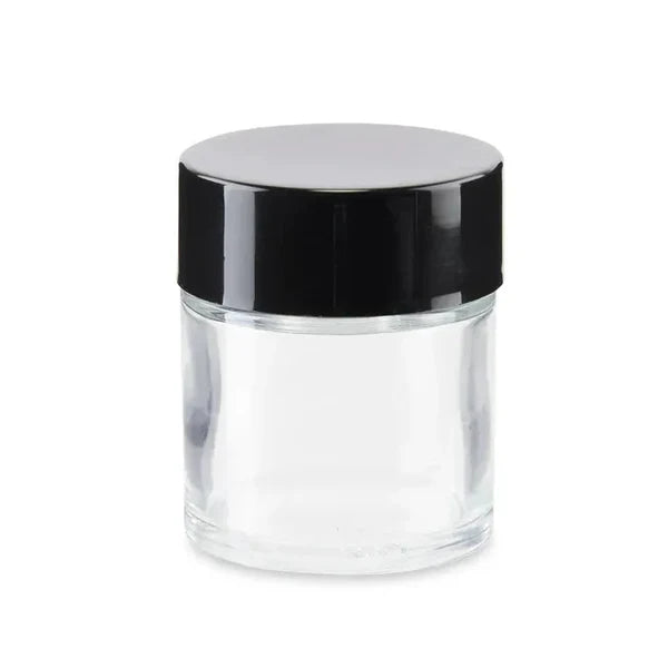 Loud Lock Clear Glass Concentrate Jars w/ Black Lid - 1oz