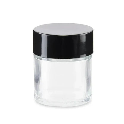 Loud Lock Clear Glass Concentrate Jars w/ Black Lid - 1oz