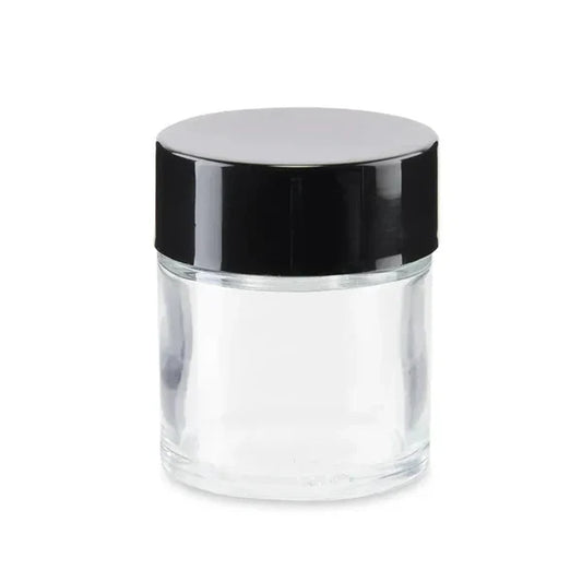 Loud Lock Clear Glass Concentrate Jars w/ Black Lid - 1oz