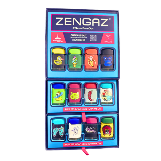 Zengaz Premium Jet Lighters Cube Display - Mega Jet - 48 ct